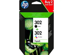 Cartouche hp 302 deskjet 11xx/21xx/36xx envy 45xx/officejet 38xx/46xx/52xx pack multicolore et noir 670p