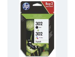 Cartouche hp 302 deskjet 11xx/21xx/36xx envy 45xx/officejet 38xx/46xx/52xx pack multicolore et noir 670p