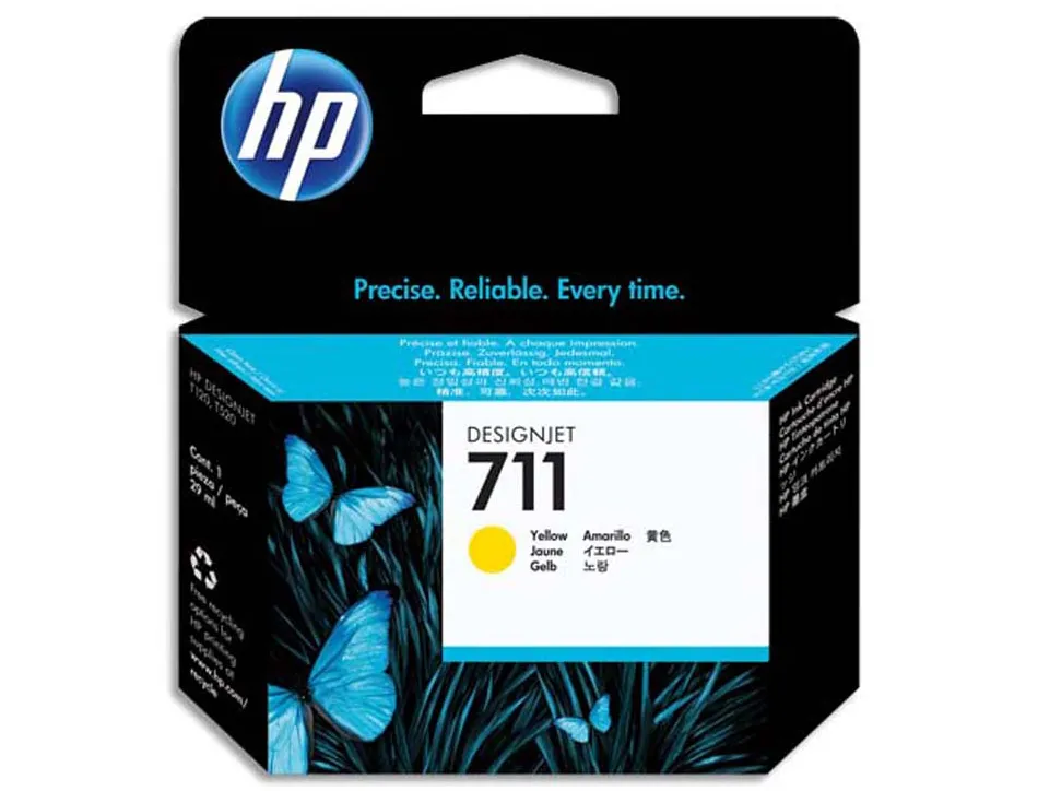 Cartouche hp 711 jet d'encre designjet t120/t120 eprinter t520/t520 couleur jaune 29ml