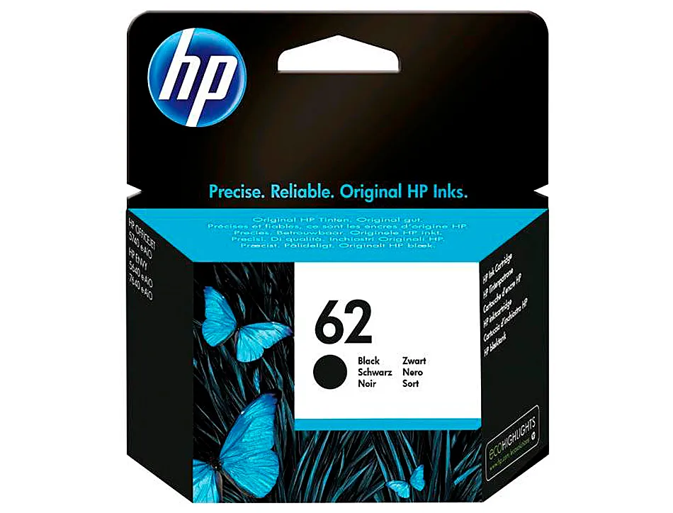 Cartouche hp 62 jet d'encre c2p04ae couleur noir 200p