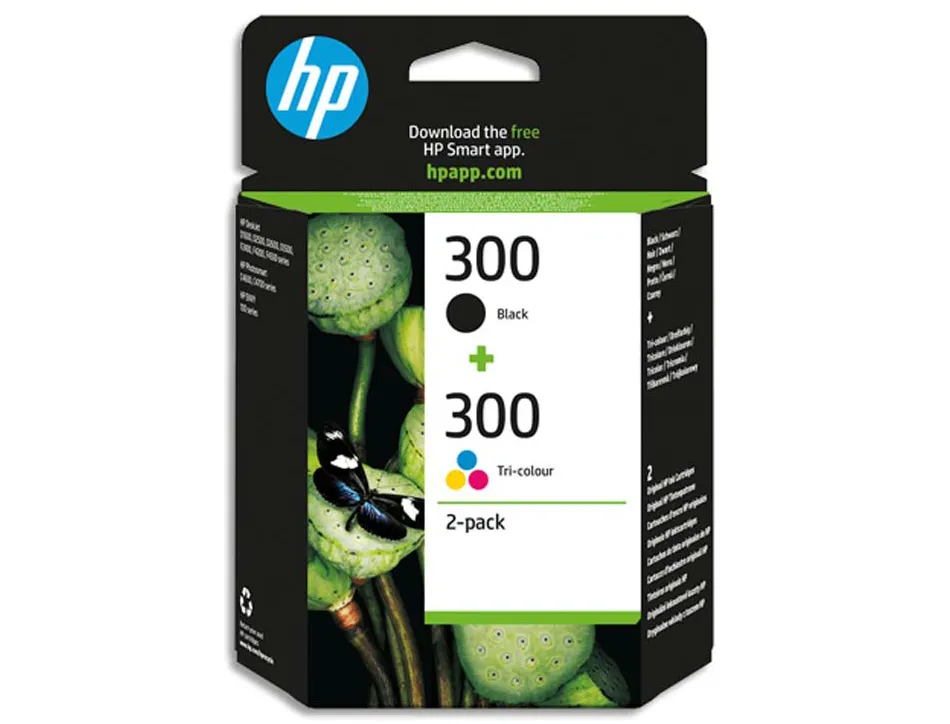 Cartouche hp 300 jet d'encre cn637ee 4 couleurs noir/jaune/cyan/magenta 365p