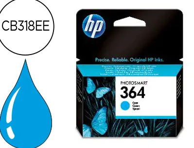 Cartouche hp 364 jet d'encre cb318ee couleur cyan 300p