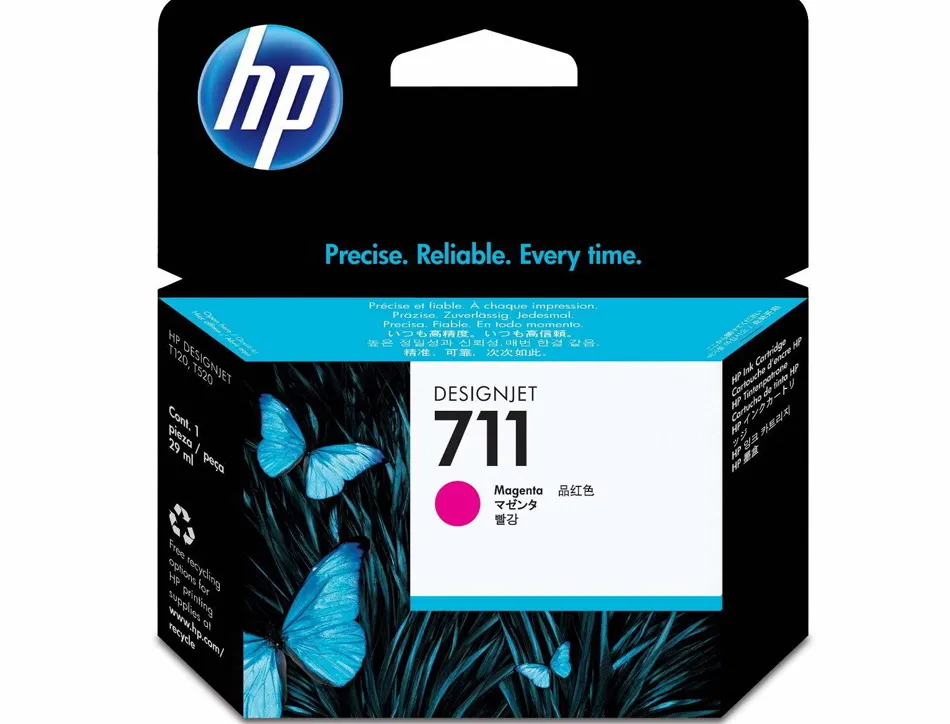 Cartouche hp 711 jet d'encre designjet t120/t120 eprinter t520/t520 couleur magenta 29ml