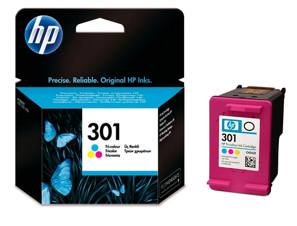 Cartouche hp 301 jet d'encre ch562ee 3 couleurs cyan/magenta/jaune 165p