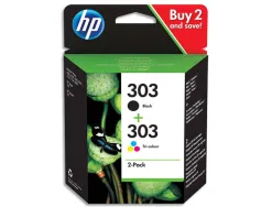 Cartouche hp 303 jet d'encre combo pack couleur noir 200p / tricolor 165p