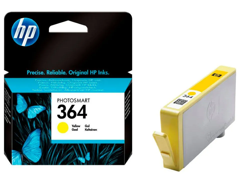 Cartouche hp 364 jet d'encre cb320ee couleur jaune 300p
