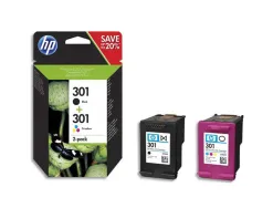 Cartouche hp 301 jet d'encre n9j72ae pack multicolors plus noir