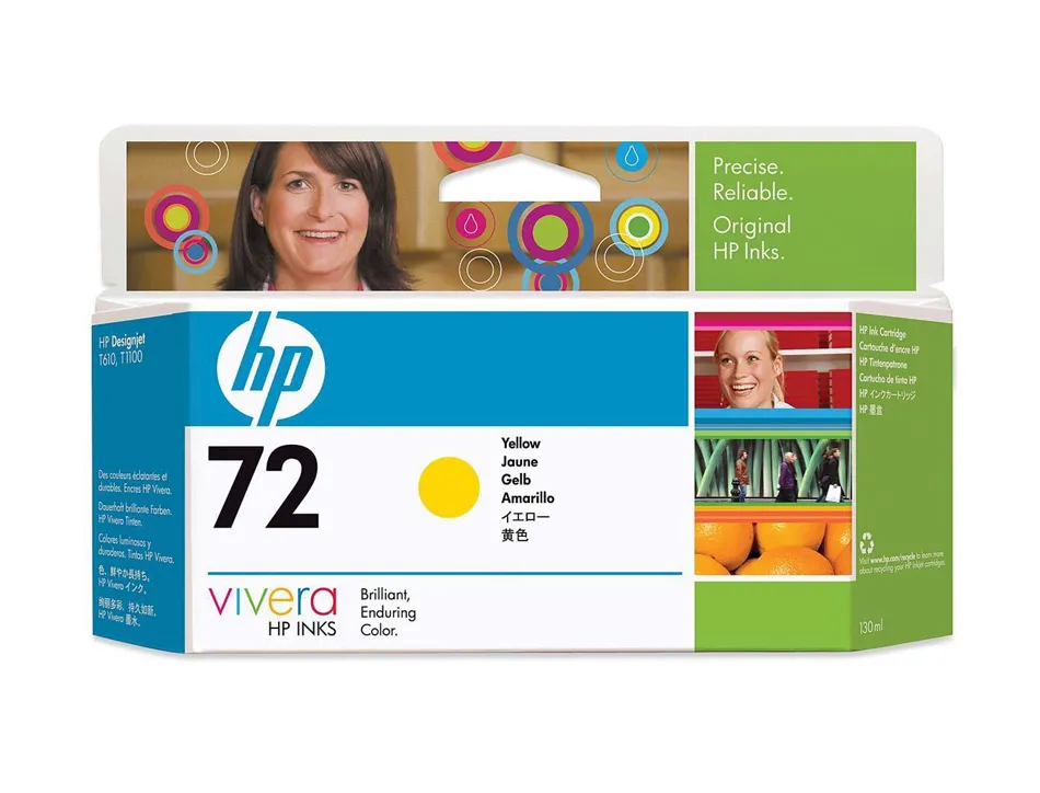 Cartouche hp 72 jet d'encre c9373a designjet sd pro mfp couleur jaune 130 ml