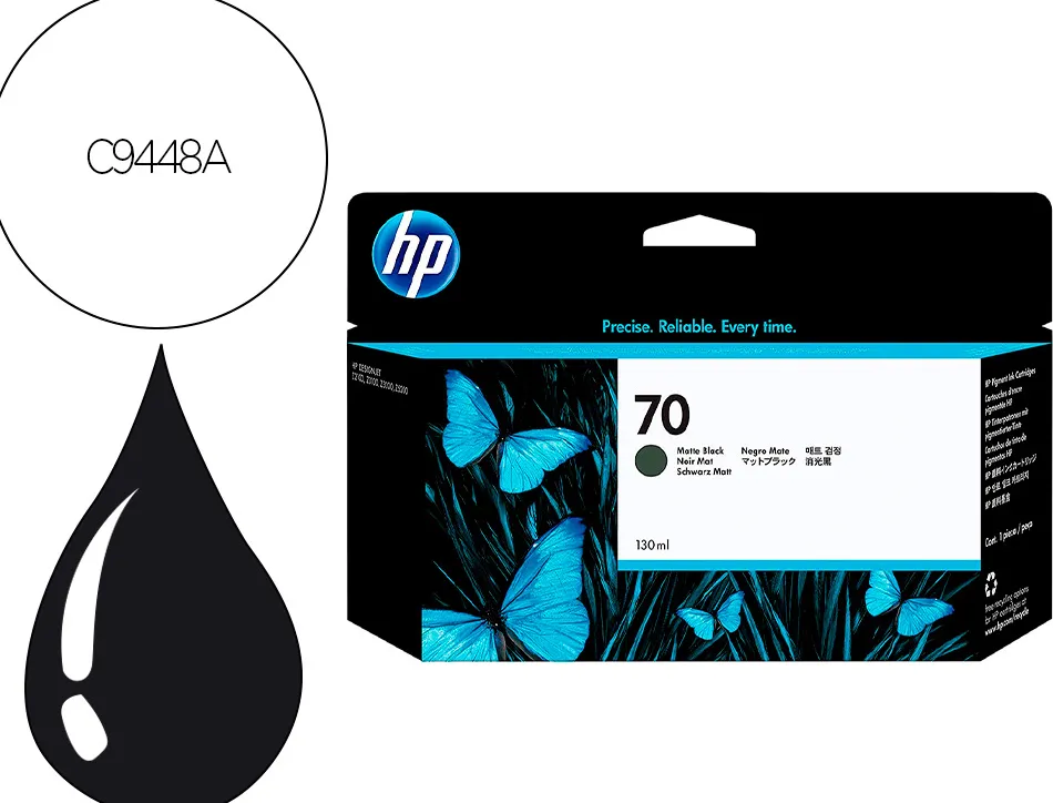 Cartouche hp jet d'encre 70 couleur noir mat 130ml