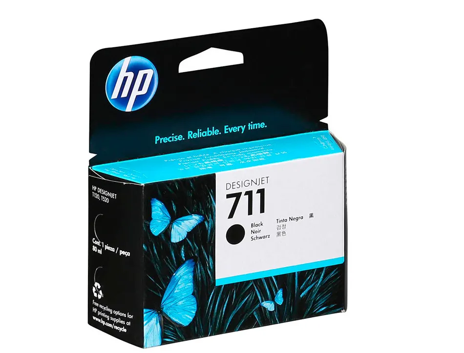 Cartouche hp jet d'encre 711 cz133a couleur noir 80ml