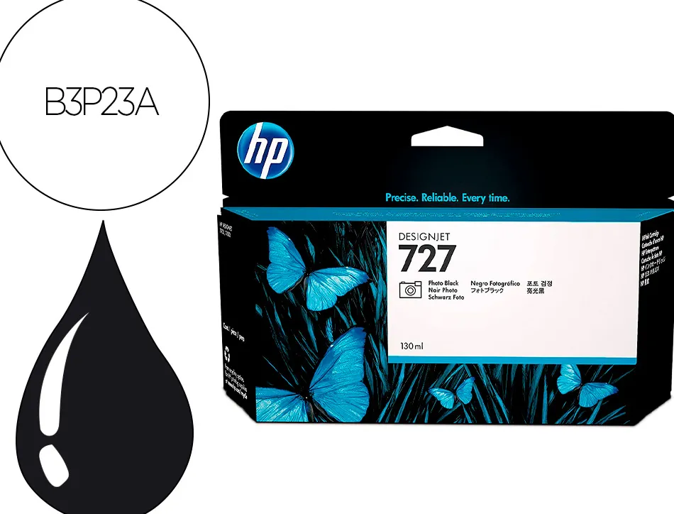 Cartouche hp jet d'encre 727 couleur cyan 130ml