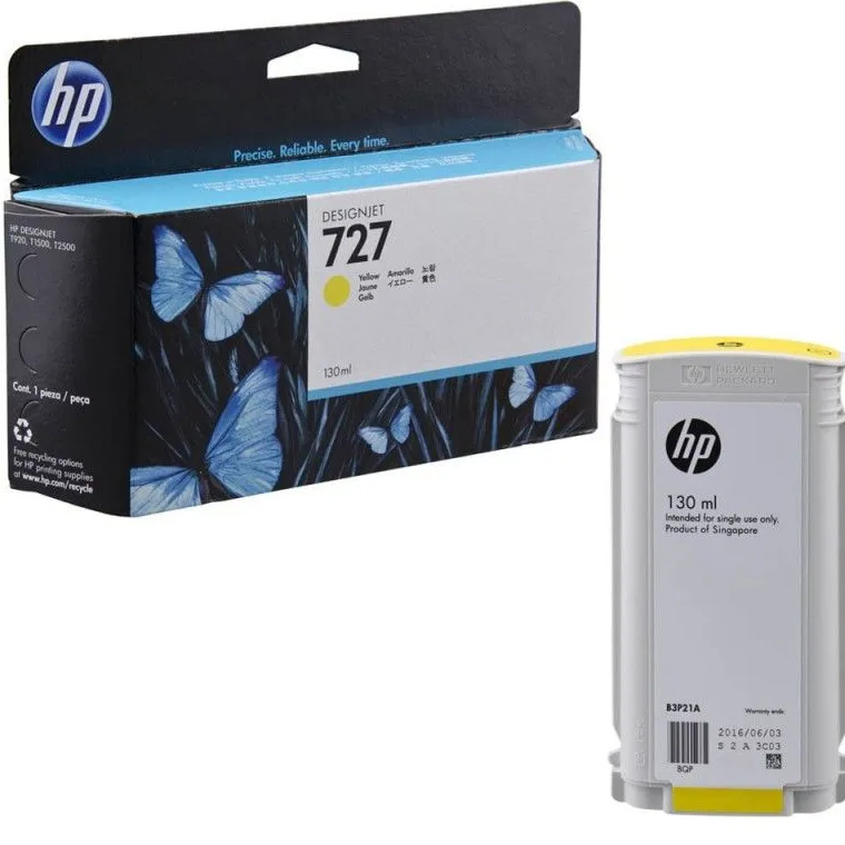 Cartouche hp jet d'encre 727 couleur jaune 130ml