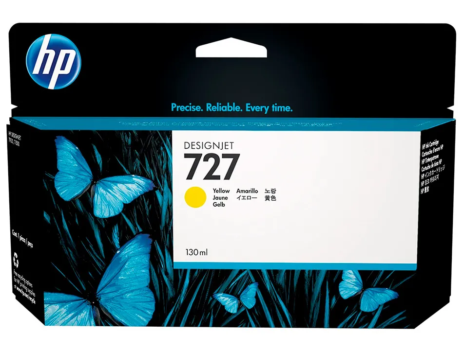 Cartouche hp jet d'encre 727 couleur jaune 130ml