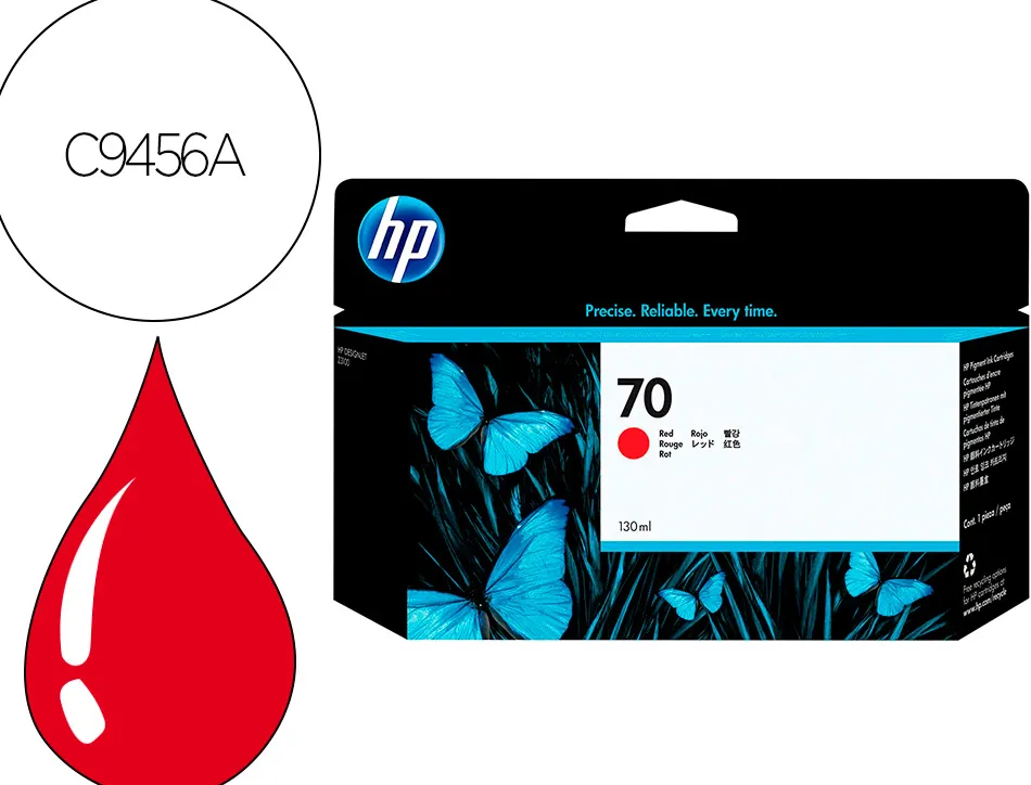 Cartouche hp jet d'encre 70 couleur rouge 130ml