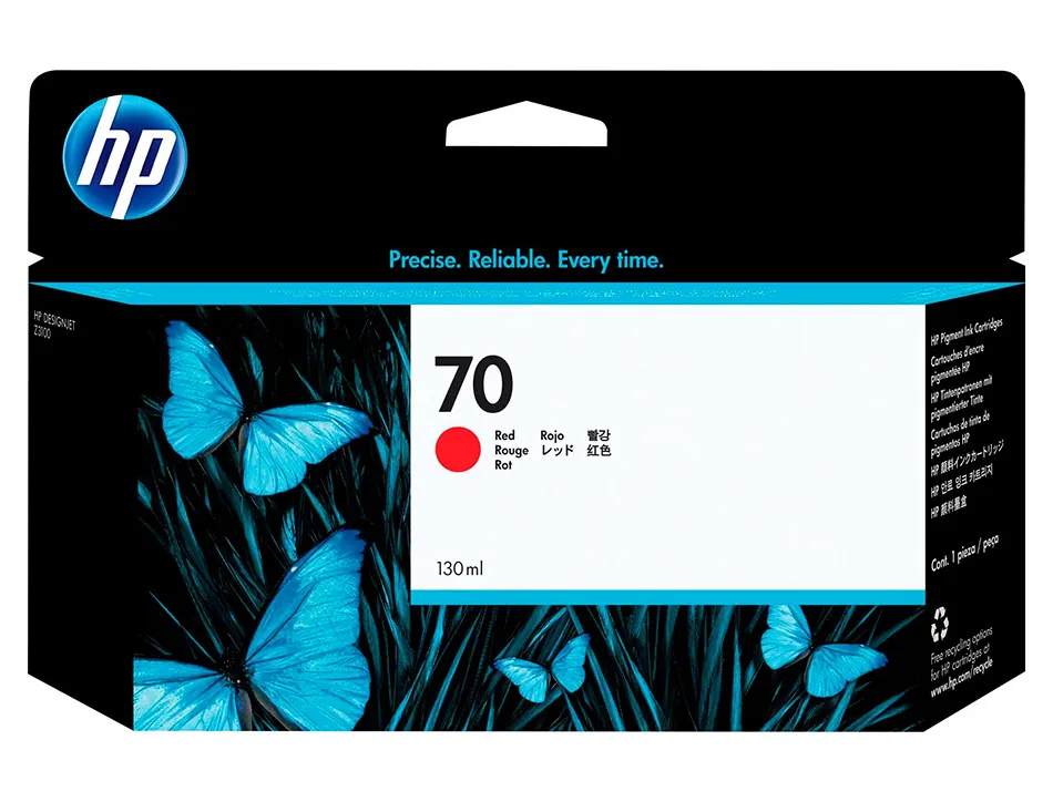 Cartouche hp jet d'encre 70 couleur rouge 130ml