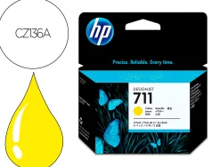 Cartouche hp jet d'encre 711 cz136a couleur jaune 29ml lot de 3