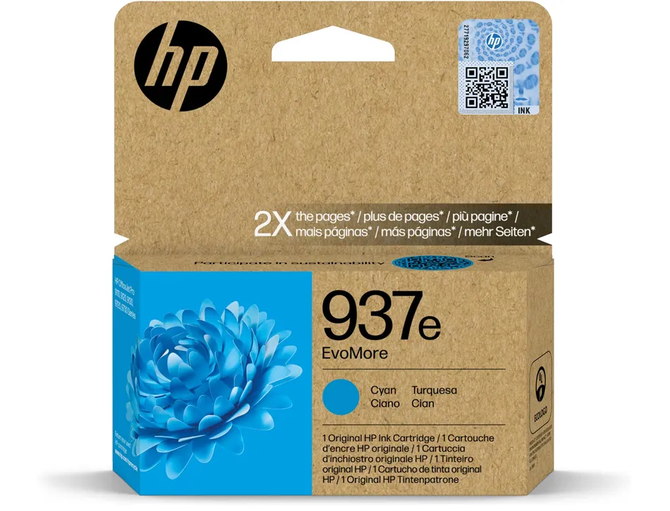 Cartouche hp jet d'encre 937e evomore 4s6w6ne coloris cyan 1650p