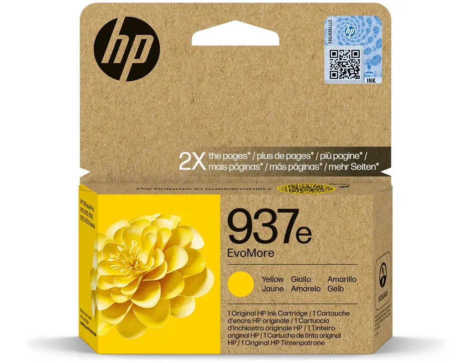 Cartouche hp jet d'encre 937e evomore 4s6w8ne coloris jaune 1650p