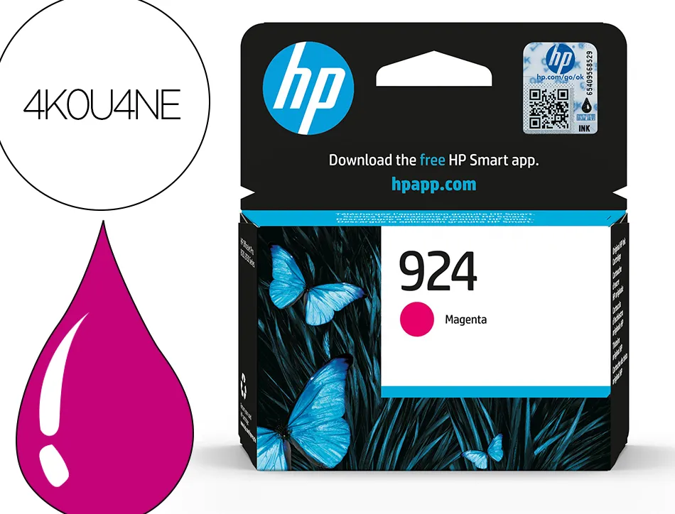 Cartouche hp jet d'encre original 924 4k0u4ne 400 pages coloris magenta