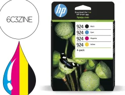 Cartouche hp jet d'encre original 924 6c3z1ne pack 4 couleurs