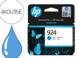 Cartouche hp jet d'encre original 924 4k0u3ne 400 pages coloris cyan