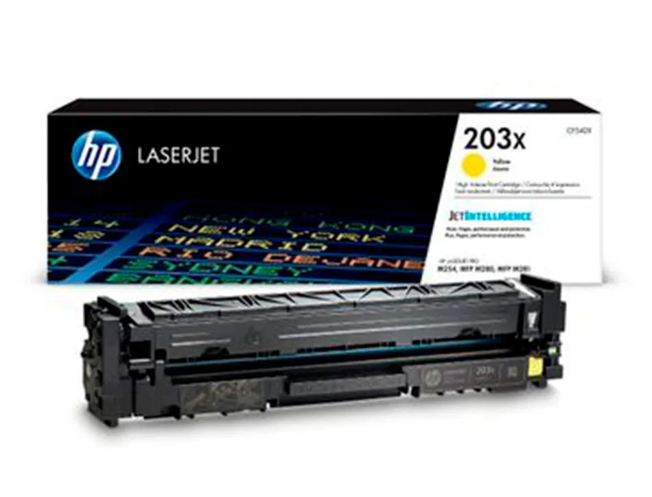Cartouche hp laserjet 203x-cf 542x couleur jaune 2500 pag