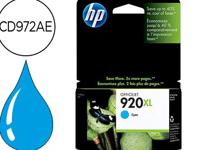 Cartouche hp 920xl jet d'encre cd972ae couleur cyan haute capacité 700p