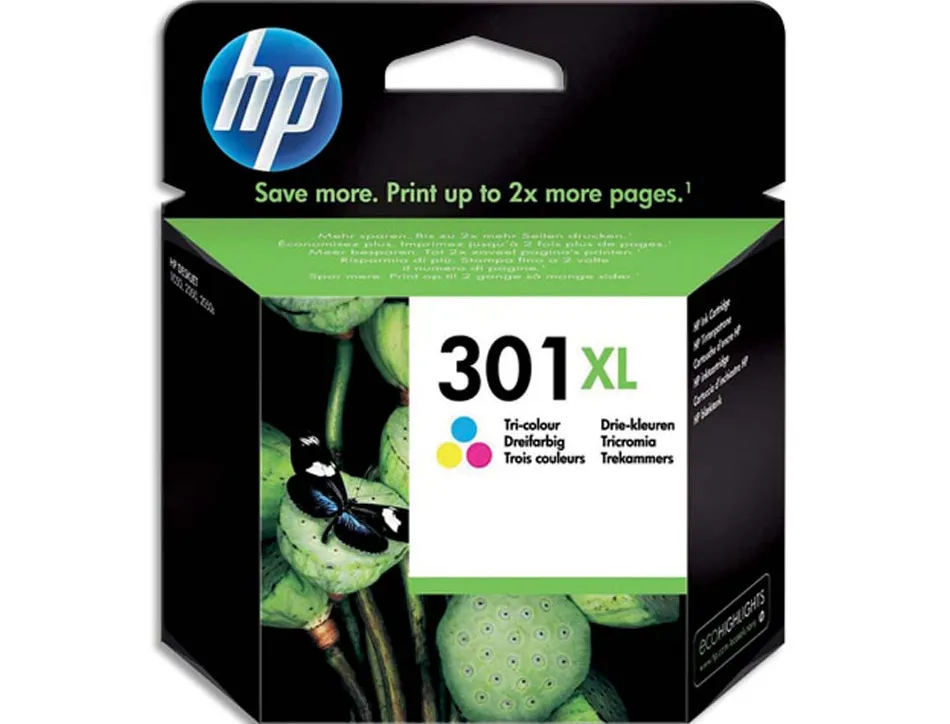 Cartouche hp 301xl jet d'encre ch564ee 3 couleurs cyan/magenta/jaune 330p