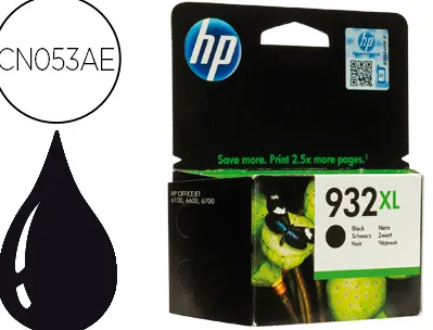 Cartouche hp 932xl jet d'encre cn053ae couleur noir 1000p