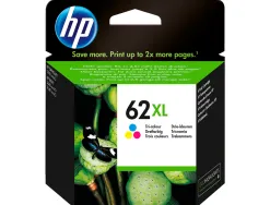 Cartouche hp 62xl jet d'encre c2p07ae 3 couleurs cyan/magenta/jaune haute capacité 415p
