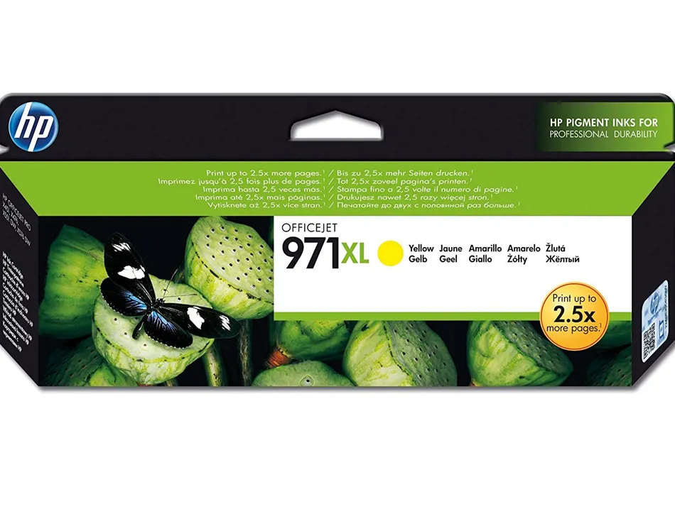 Cartouche hp 971xl jet d'encre cn628ae couleur jaune haute capacité 6600p
