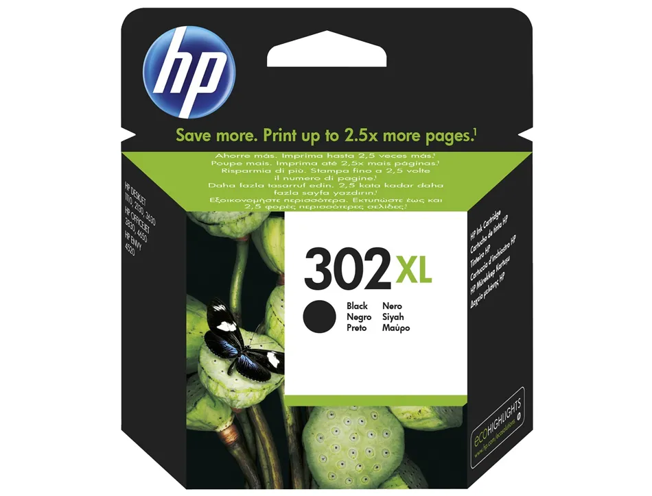 Cartouche hp 302xl jet d'encre fau68ae couleur noir 480p