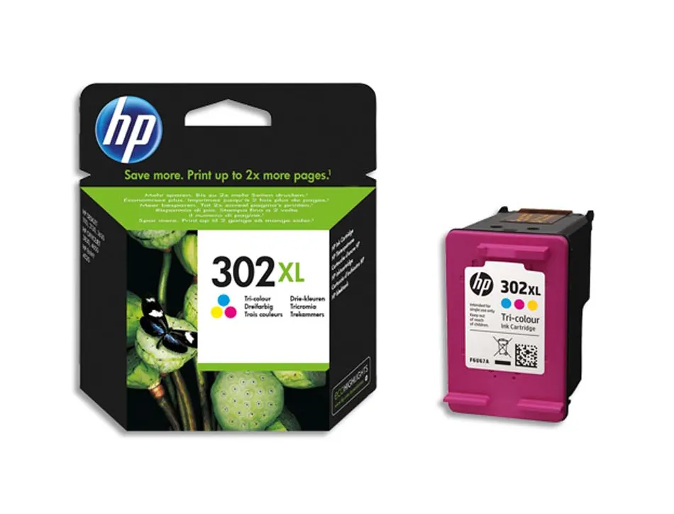 Cartouche hp 302xl jet d'encre fau67ae 3 couleurs cyan/magenta/jaune 330p