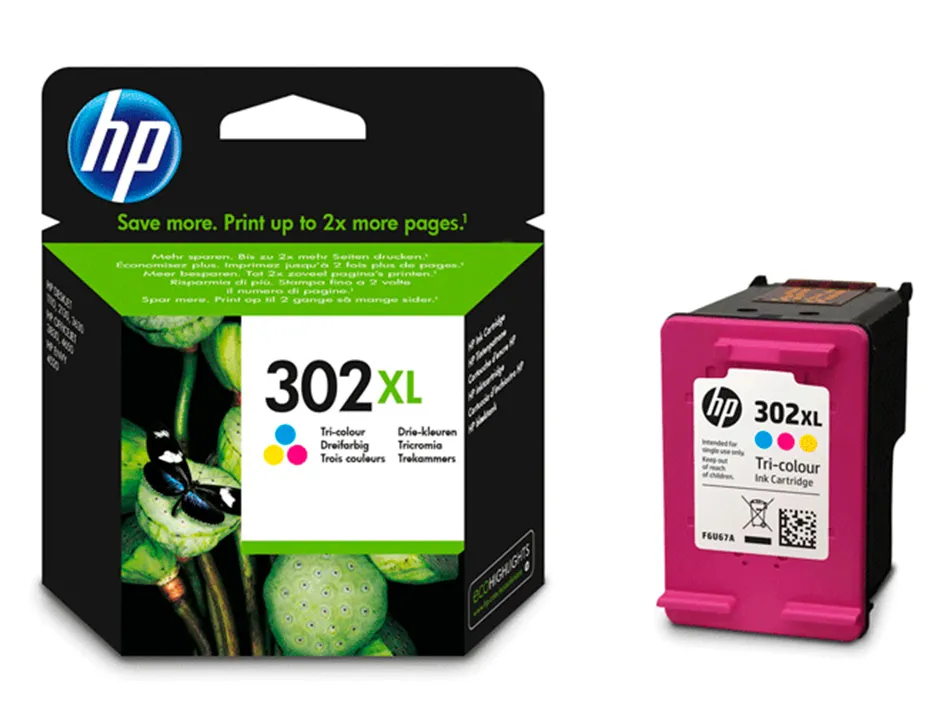 Cartouche hp 302xl jet d'encre fau67ae 3 couleurs cyan/magenta/jaune 330p