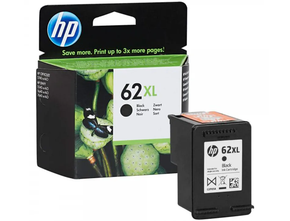 Cartouche hp 62xl jet d'encre noir haute capacité 600p