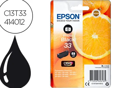 Cartouche jet d'encre epson 33 expression xp-635 / 830 / xp-530 / 540 / 630 / 635 / 640 / 645 / 830 / 900 noir