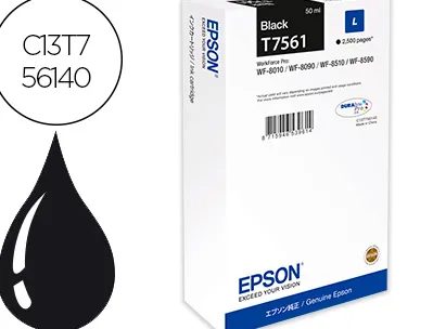 Cartouche jet encre epson t7561 hc original c13t75544010 couleur noir