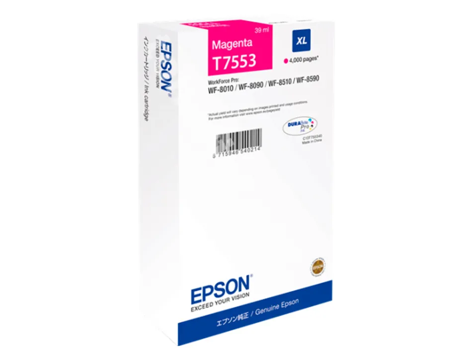 Cartouche jet encre epson t7553 hc original c13t75534010 couleur jaune