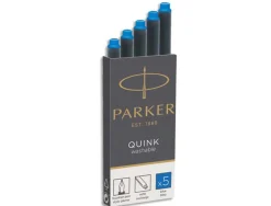 Cartouche parker quink longue encre bleue effaçable étui 5 unités