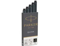 Cartouche parker quink longue encre noire étui 5 unités