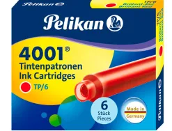 Cartouche pelikan courte standard rouge étui 6 unités