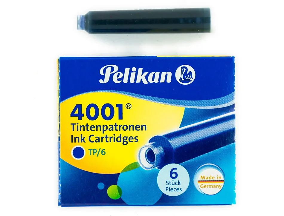 Cartouche pelikan courte standard bleu effaçable étui 6 unités