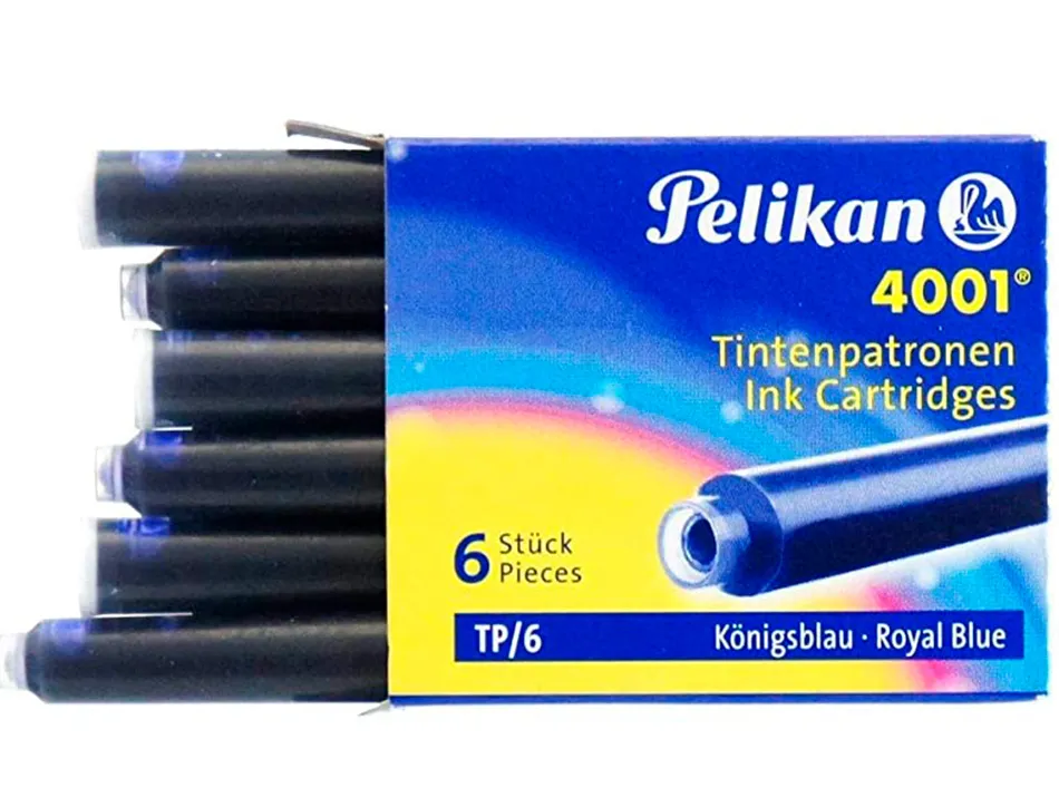 Cartouche pelikan courte standard bleu effaçable étui 6 unités