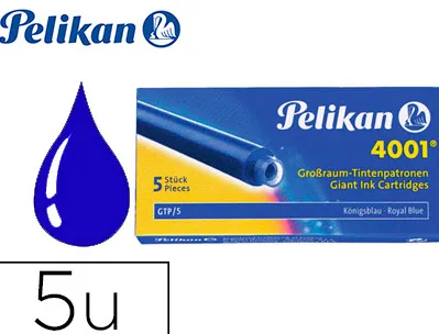 Cartouche pelikan longue standard encre bleue effaçable étui 5 unités