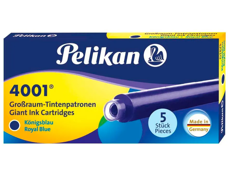 Cartouche pelikan longue standard encre bleue effaçable étui 5 unités