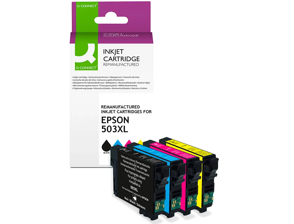 Cartouche q-connect jet d'encre compatible epson 503xl couleur noir/cyan/magenta/jaune pack