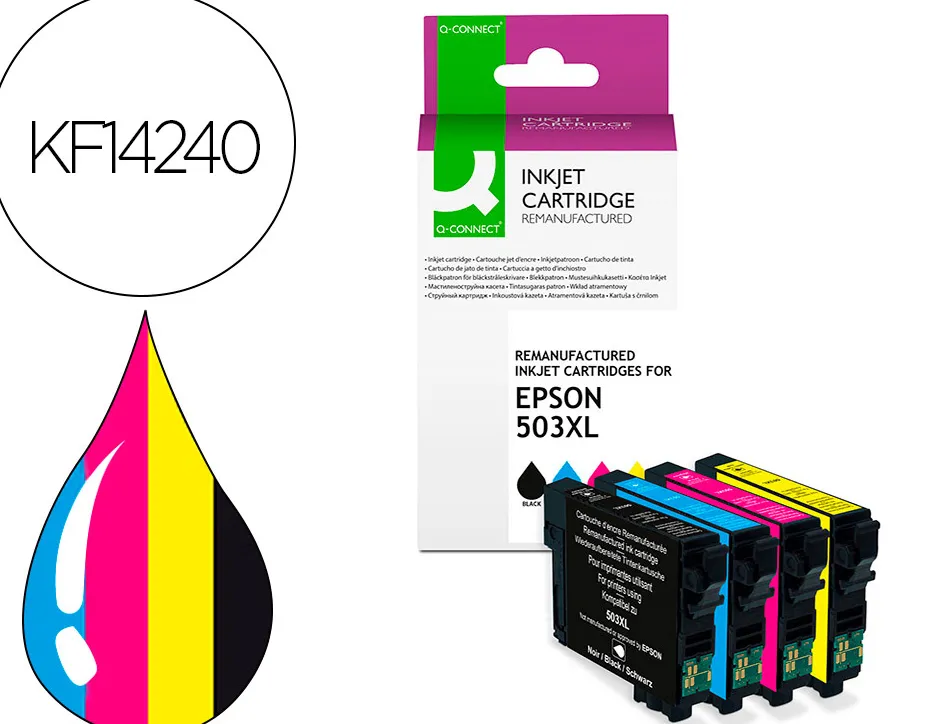 Cartouche q-connect jet d'encre compatible epson 503xl couleur noir/cyan/magenta/jaune pack