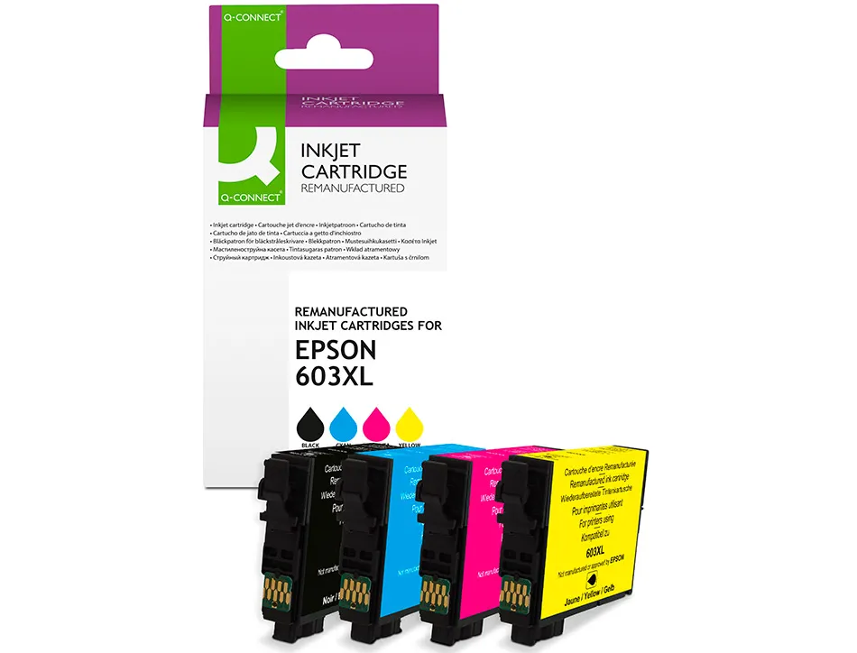 Cartouche q-connect jet d'encre compatible epson 603xl couleur noir/cyan/magenta/jaune pack