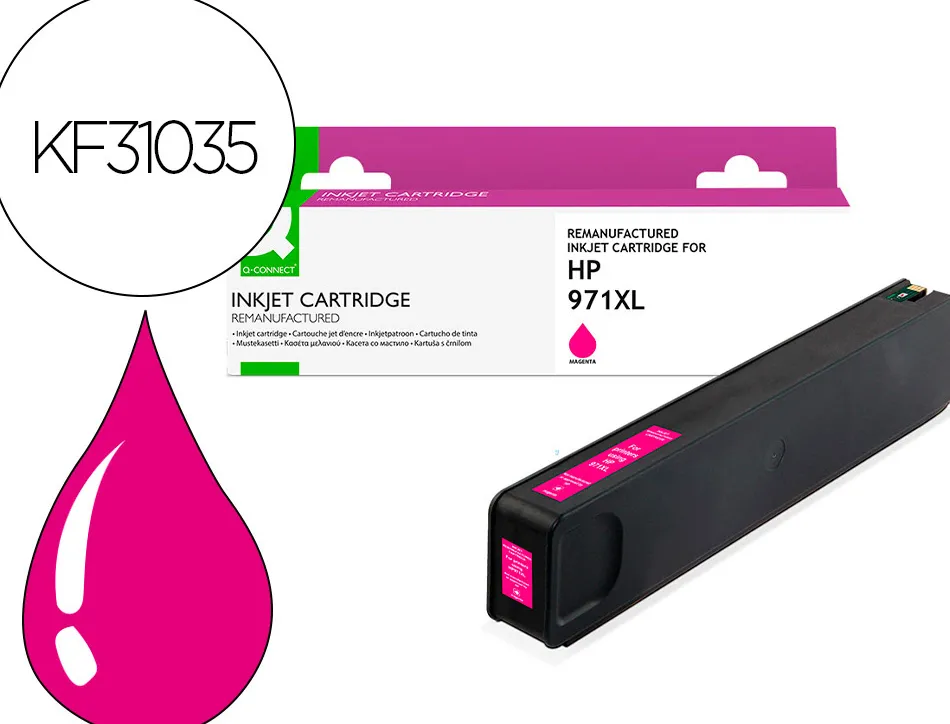 Cartouche q-connect jet d'encre compatible hp971xl 7200p coloris magenta
