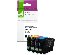 Cartouche q-connect jet d'encre compatible epson 34xl couleur noir/cyan/magenta/jaune pack